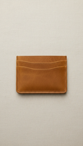 Card Holder in Sanded Ochre Leather