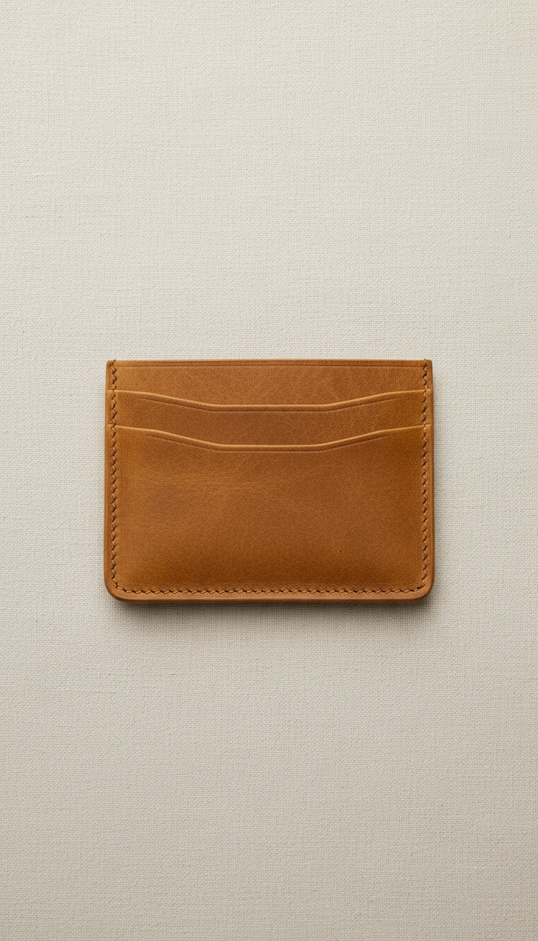 Card Holder in Sanded Ochre Leather
