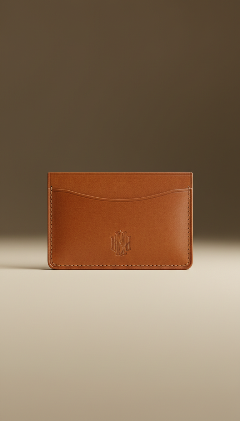 Minimalist Leather Card Holder With Monogram